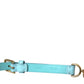 Dolce & Gabbana Light Blue Leather Crystal Chain Waist Belt