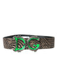 Dolce & Gabbana Brown Zebra Leather Metal Logo Buckle Belt