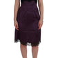 Dolce & Gabbana Purple Silk Stretch Black Lace Dress