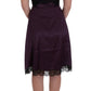 Dolce & Gabbana Purple Silk Stretch Black Lace Dress