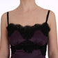 Dolce & Gabbana Purple Silk Stretch Black Lace Dress