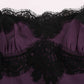 Dolce & Gabbana Purple Silk Stretch Black Lace Dress