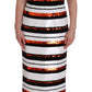 Dolce & Gabbana White Black Orange Striped Sequined Stretch Dress