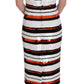 Dolce & Gabbana White Black Orange Striped Sequined Stretch Dress