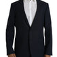 Dolce & Gabbana Dark Blue Wool Single Breasted Coat Blazer