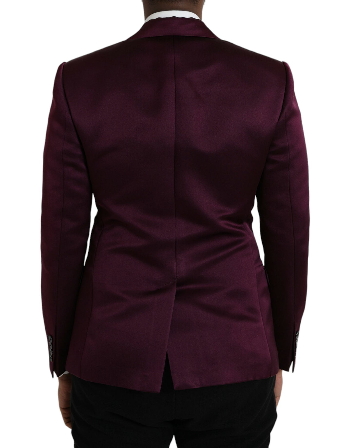 Dolce & Gabbana Maroon Silk Single Breasted Coat Blazer