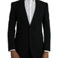 Dolce & Gabbana Black Wool Peak Single Breasted Coat Blazer