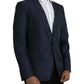 Dolce & Gabbana Blue MARTINI Shawl Single Breasted Blazer