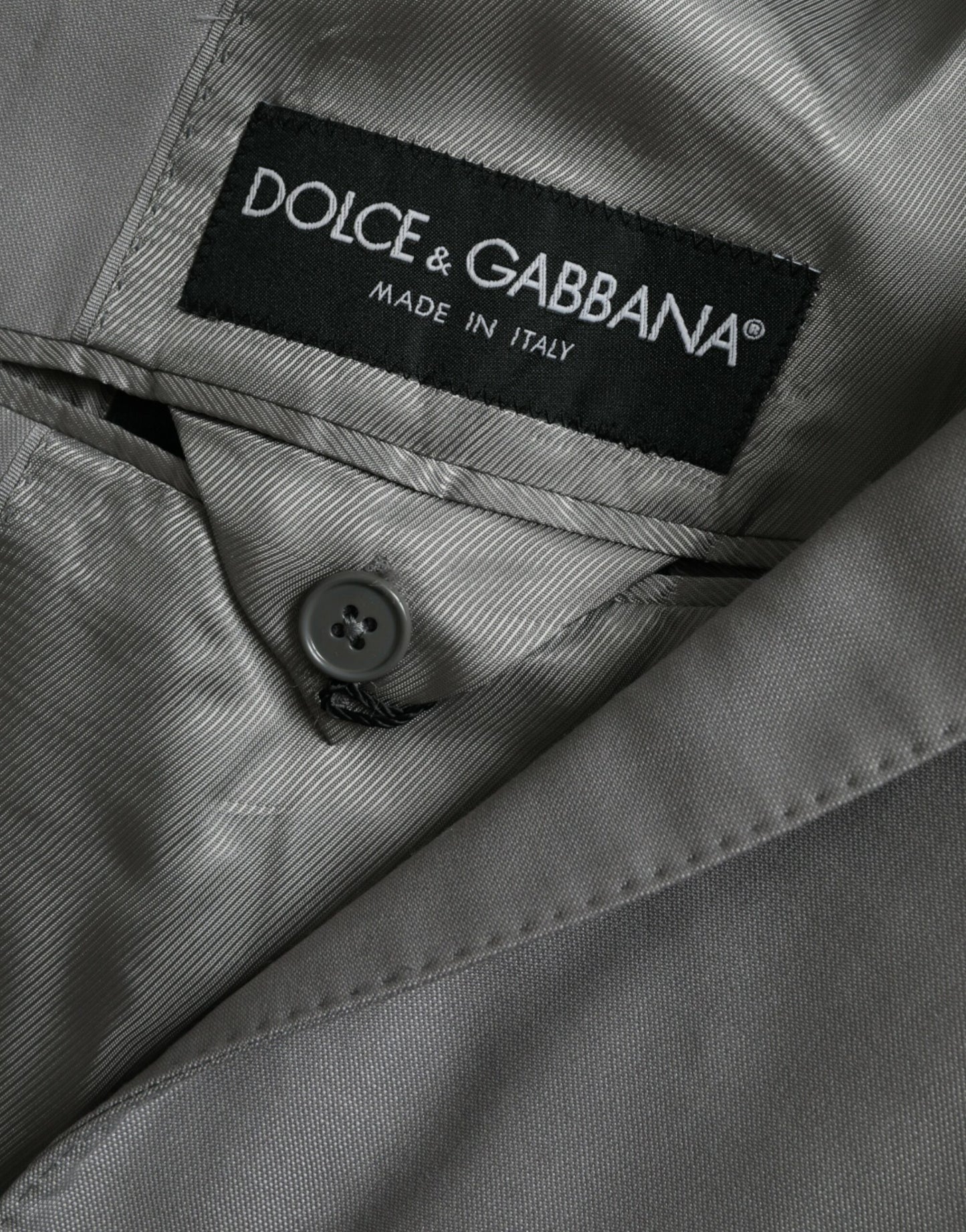 Dolce & Gabbana Gray Wool Peak Single Breasted Coat Blazer