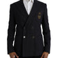 Dolce & Gabbana Dark Blue Crown Bee Double Breasted Blazer