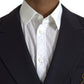 Dolce & Gabbana Dark Blue Crown Bee Double Breasted Blazer