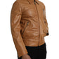 Dolce & Gabbana Brown Lamb Leather Full Zip Blouson Jacket