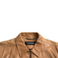 Dolce & Gabbana Brown Lamb Leather Full Zip Blouson Jacket