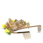 Dolce & Gabbana Gold Tone Brass Crystal Sicily Lemon Head Crown Tiara