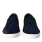 Dolce & Gabbana Blue Calfskin Hair Leopard Sneakers Shoes