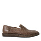 Dolce & Gabbana Brown Woven Leather Loafers Casual Shoes