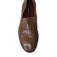 Dolce & Gabbana Brown Woven Leather Loafers Casual Shoes