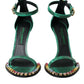 Dolce & Gabbana Green Exotic Leather Crystal Sandals Shoes