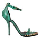 Dolce & Gabbana Green Exotic Leather Crystal Sandals Shoes