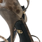 Dolce & Gabbana Brown Exotic Leather Crystal Sandals Shoes