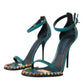 Dolce & Gabbana Blue Exotic Leather Crystal Sandals Shoes