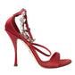 Dolce & Gabbana Keira Red Satin Crystals Sandals Heels Shoes