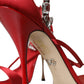 Dolce & Gabbana Keira Red Satin Crystals Sandals Heels Shoes