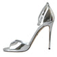 Dolce & Gabbana Silver KEIRA Leather Heels Sandals Shoes