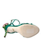 Dolce & Gabbana Green Flower Satin Heels Sandals Shoes