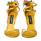 Dolce & Gabbana Yellow Flower Satin Heels Sandals Shoes