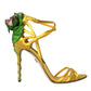 Dolce & Gabbana Yellow Flower Satin Heels Sandals Shoes