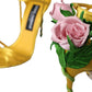 Dolce & Gabbana Yellow Flower Satin Heels Sandals Shoes