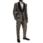 Dolce & Gabbana Brown Floral Jacquard Formal 3 Piece Suit