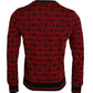 Dolce & Gabbana Red Black XOXO Crew Neck Pullover Sweater