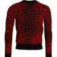 Dolce & Gabbana Red Leopard Wool Crew Neck Pullover Sweater