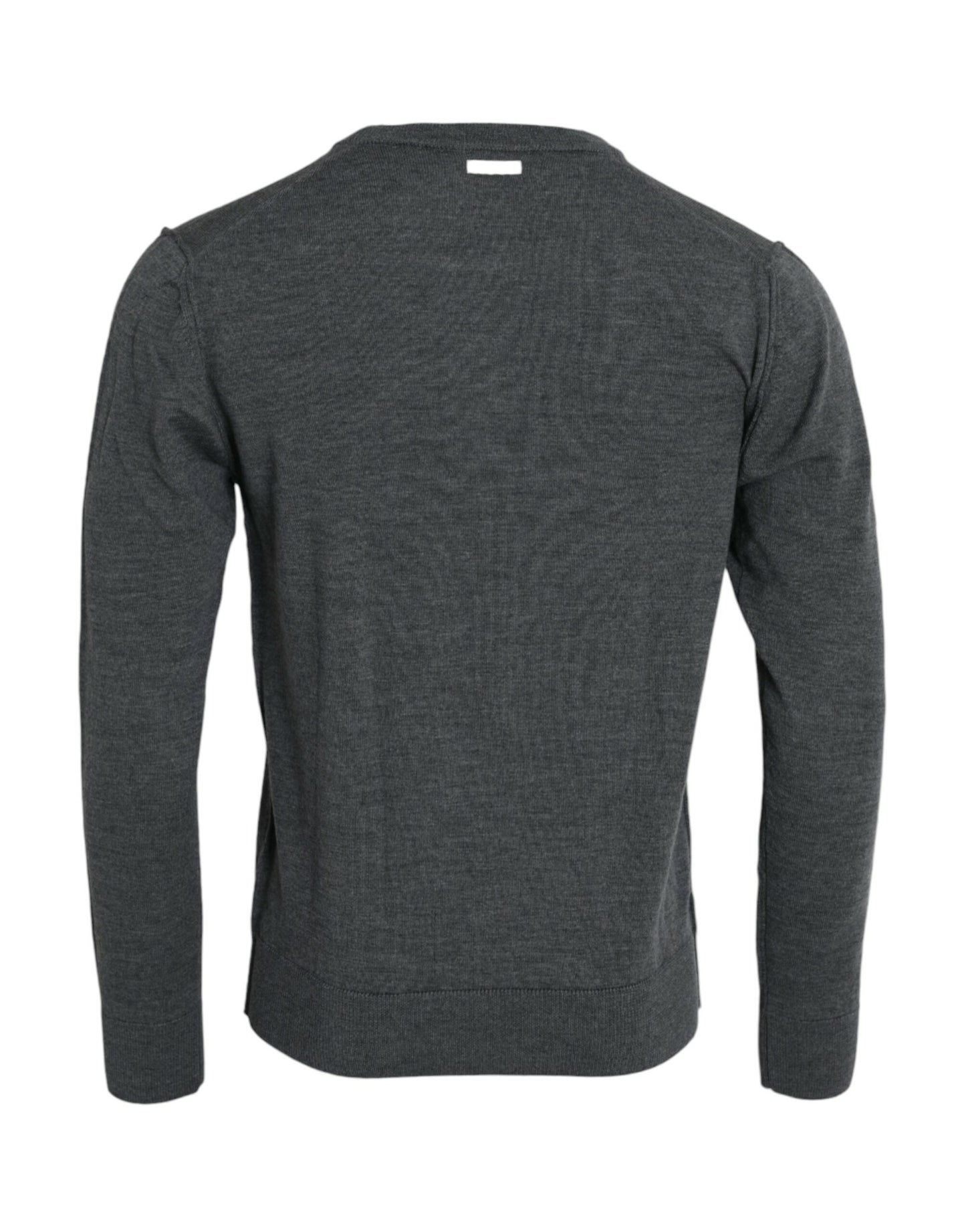 Dolce & Gabbana Dark Gray Wool Crew Neck Pullover Sweater