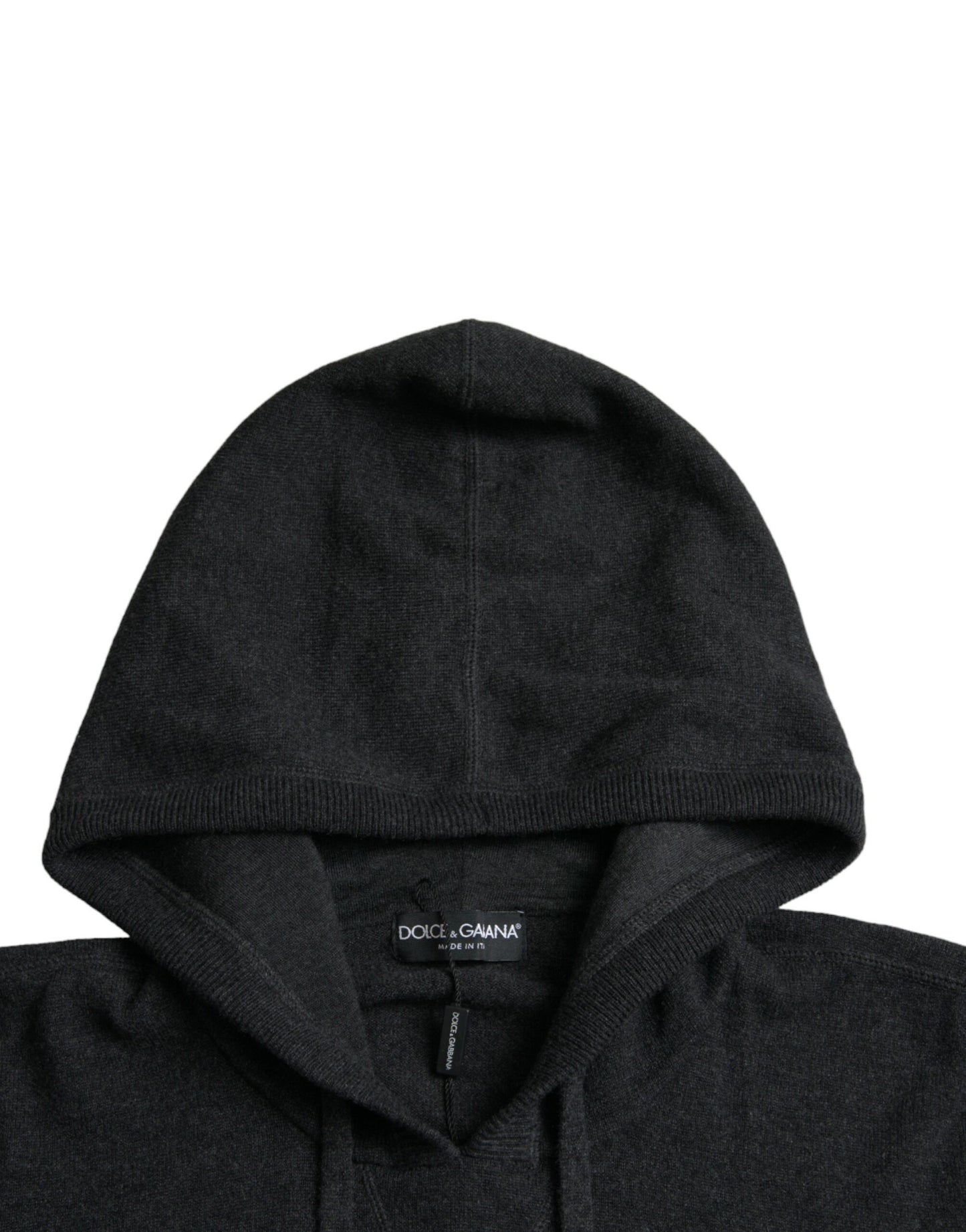 Dolce & Gabbana Dark Gray Cashmere Hooded Pullover Sweater