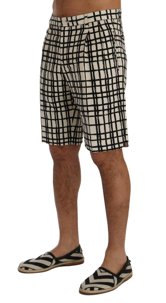 Dolce & Gabbana White Black Striped Casual Shorts