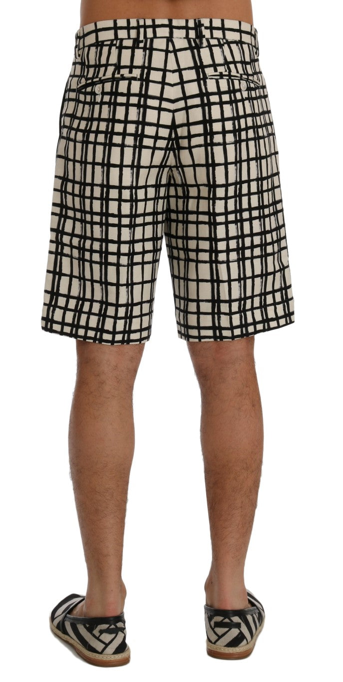 Dolce & Gabbana White Black Striped Casual Shorts