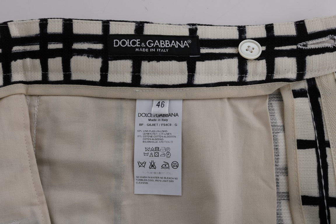 Dolce & Gabbana White Black Striped Casual Shorts