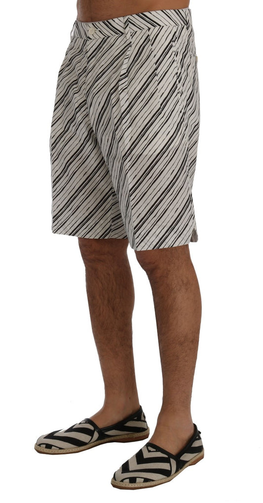 Dolce & Gabbana White Black Striped Casual Shorts