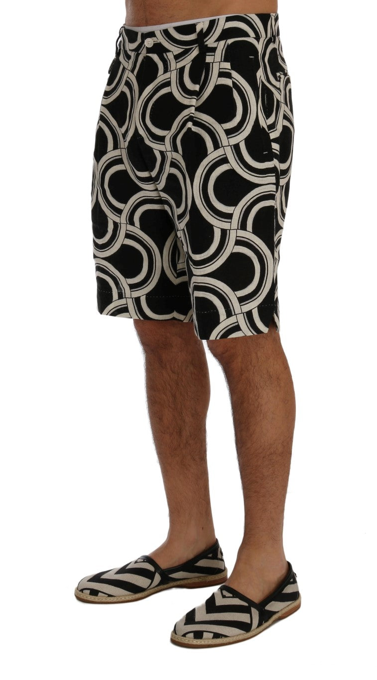 Dolce & Gabbana Black White Pattern Linen Shorts