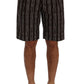 Dolce & Gabbana Bordeaux White Striped Hemp Casual Shorts