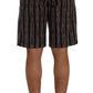 Dolce & Gabbana Bordeaux White Striped Hemp Casual Shorts