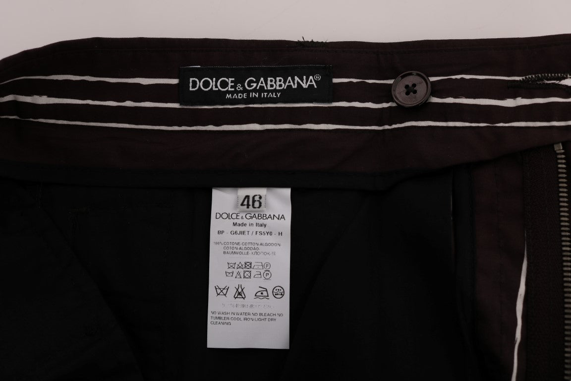 Dolce & Gabbana Bordeaux White Striped Hemp Casual Shorts