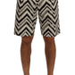 Dolce & Gabbana White Black Striped Cotton Linen Shorts