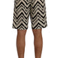 Dolce & Gabbana White Black Striped Cotton Linen Shorts