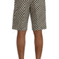 Dolce & Gabbana White Black Striped Hemp Casual Shorts