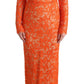 Dolce & Gabbana Orange Floral Ricamo Sheath Long Dress