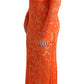 Dolce & Gabbana Orange Floral Ricamo Sheath Long Dress